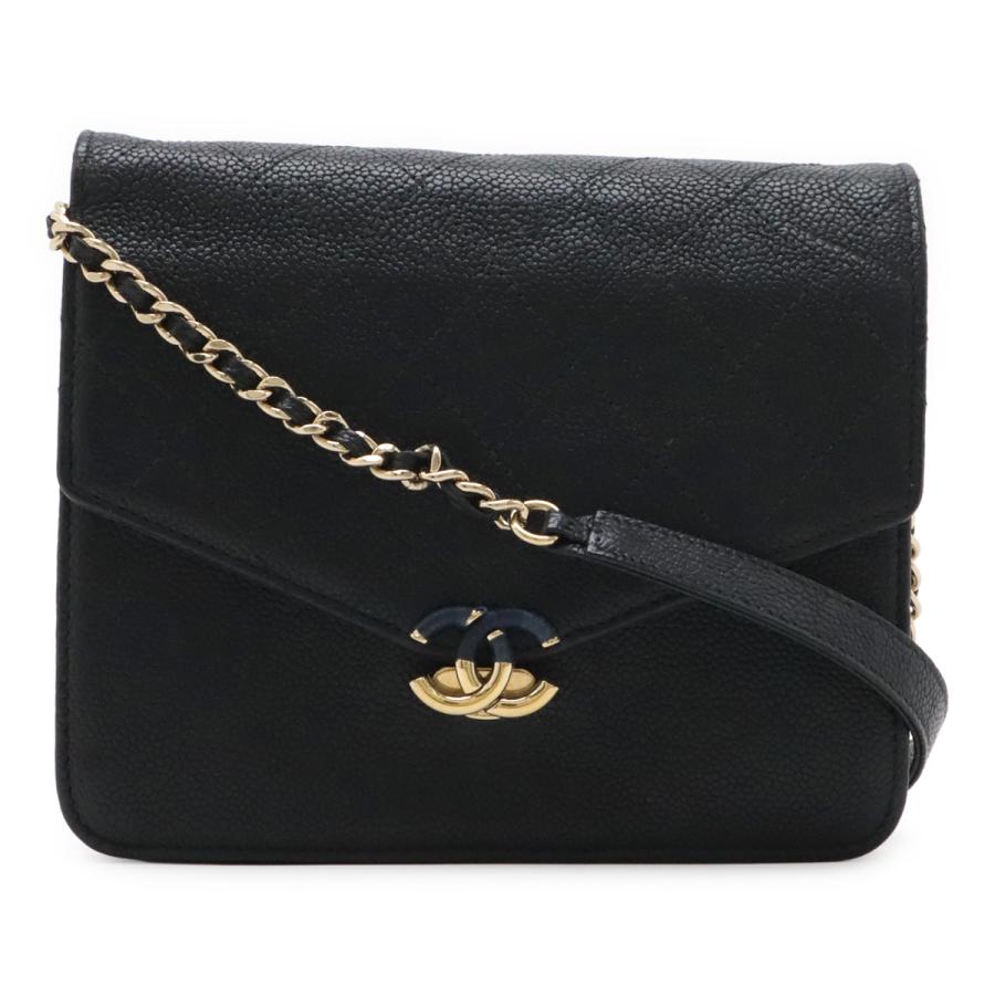CHANEL シャネル マトラッセ チェーンウォレット ショルダーバッグ ポシェット キャビアスキン レザー ブラック 黒 ゴールド金具 | CHANEL