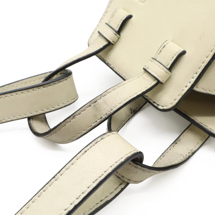 LOEWE ロエベ ハンモック ドローストリング バッグ ミニ ハンドバッグ 2WAY ショルダーバッグ レザー アイボリー 白 シルバー金具 | LOEWE | 03