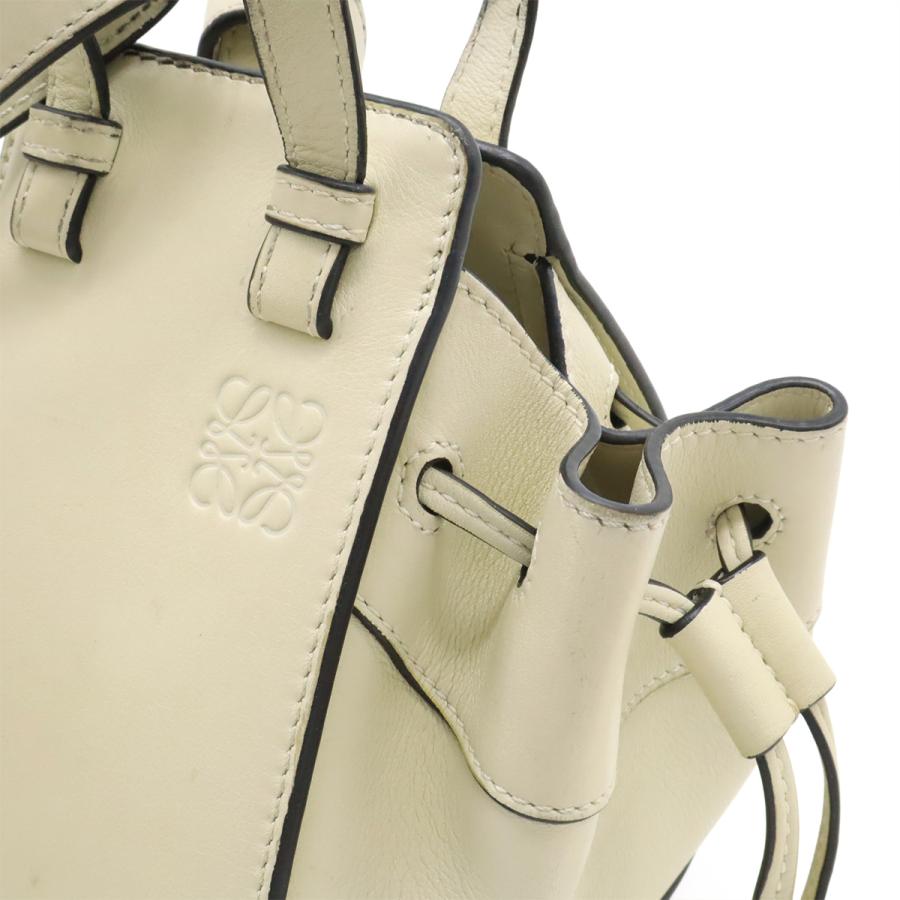 LOEWE ロエベ ハンモック ドローストリング バッグ ミニ ハンドバッグ 2WAY ショルダーバッグ レザー アイボリー 白 シルバー金具 | LOEWE | 05