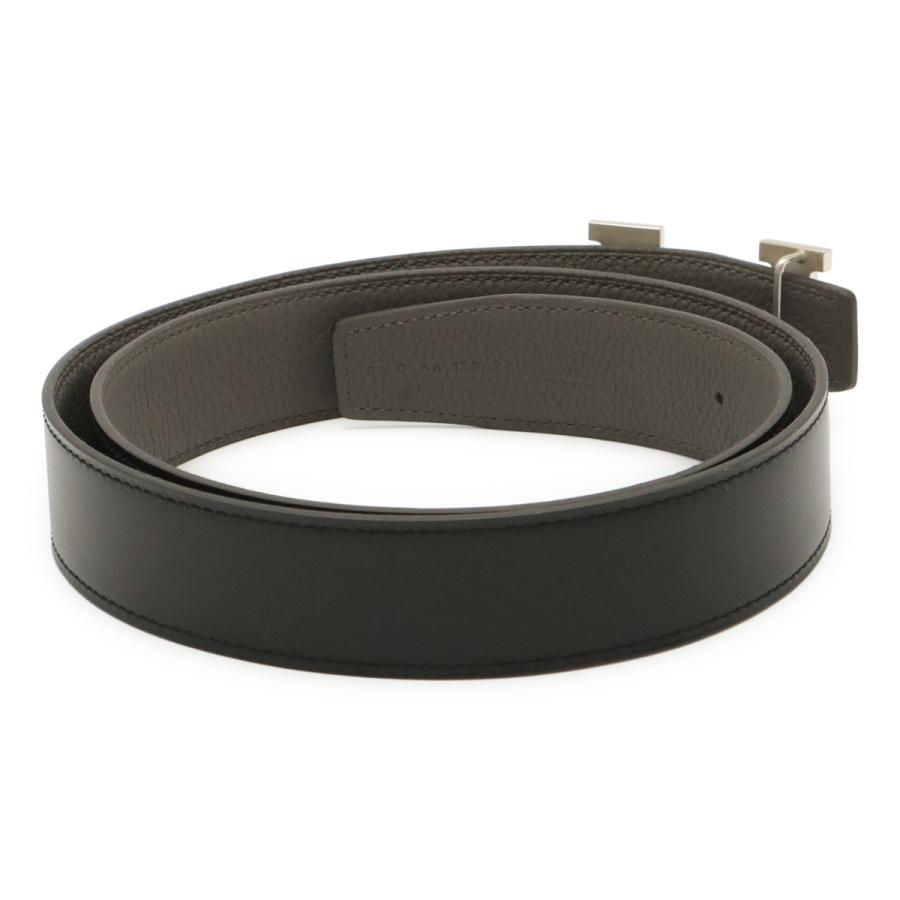 HERMES エルメス Hストリエ Hベルト リバーシブル ボックスカーフ BOXカーフ トゴ レザー ブラック 黒 グレー シルバー金具 #85 D刻印 | HERMES | 01