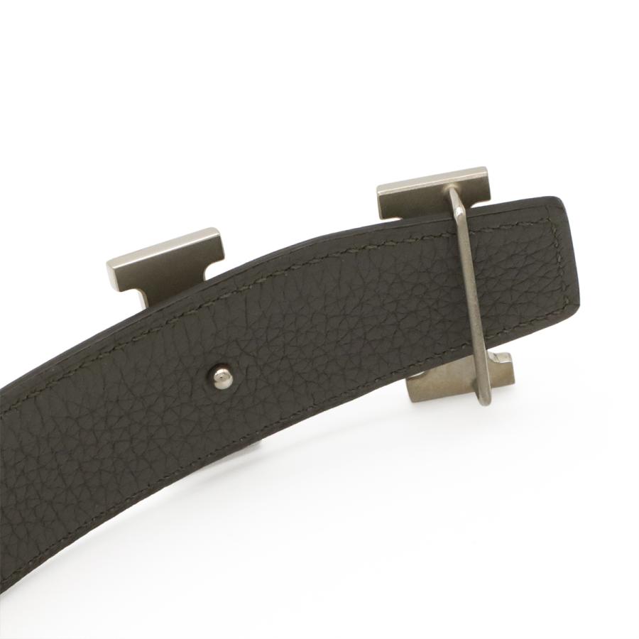 HERMES エルメス Hストリエ Hベルト リバーシブル ボックスカーフ BOXカーフ トゴ レザー ブラック 黒 グレー シルバー金具 #85 D刻印 | HERMES | 03