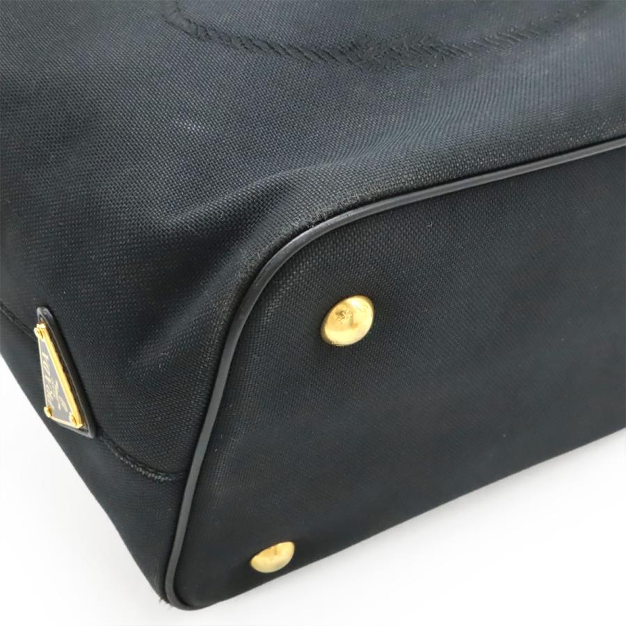 PRADA プラダ ロゴジャガード ハンドバッグ トート 2WAY ショルダーバッグ 斜め掛け キャンバス レザー NERO ブラック 黒 ゴールド金具 | PRADA | 02