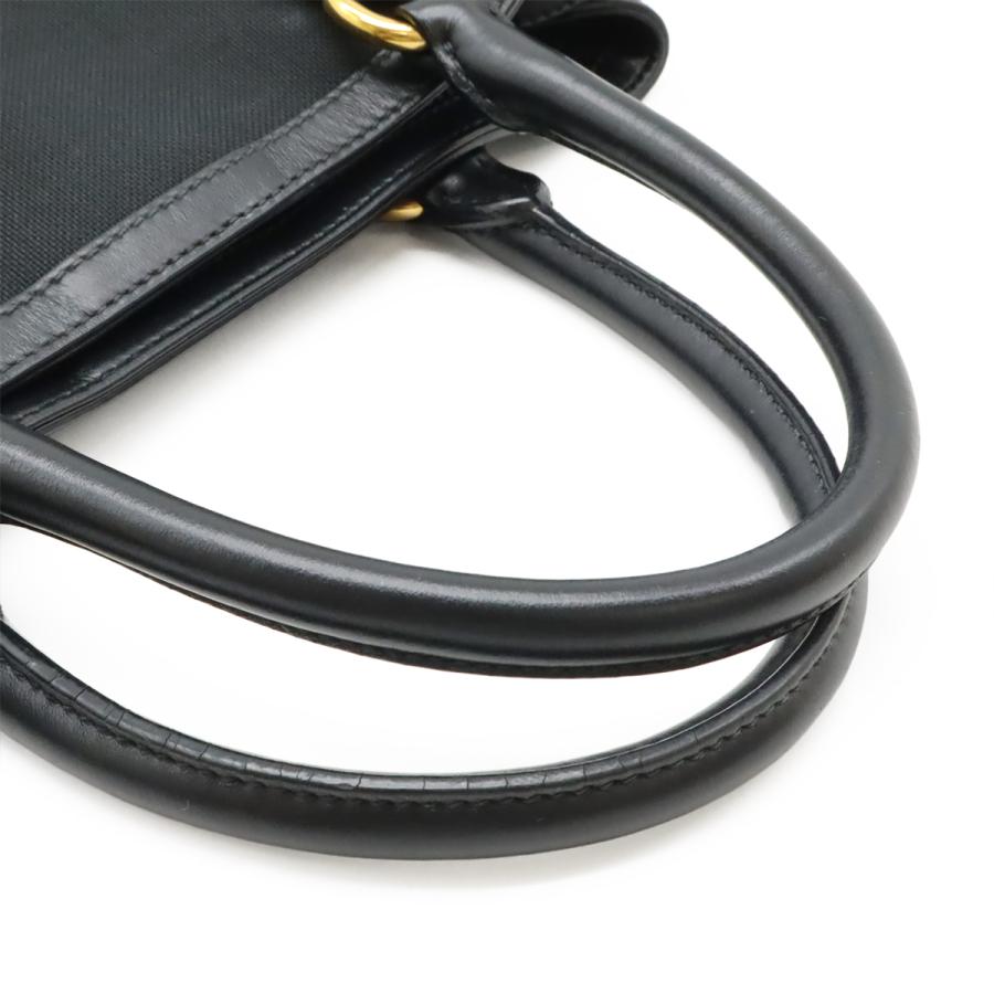 PRADA プラダ ロゴジャガード ハンドバッグ トート 2WAY ショルダーバッグ 斜め掛け キャンバス レザー NERO ブラック 黒 ゴールド金具 | PRADA | 04