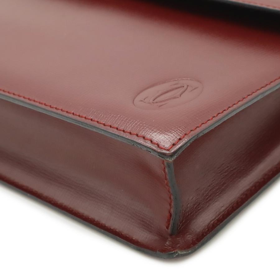 Cartier カルティエ マスト ドゥ カルティエ マストライン セカンドバッグ クラッチバッグ レザー ボルドー 赤 ゴールド金具 | Cartier | 02