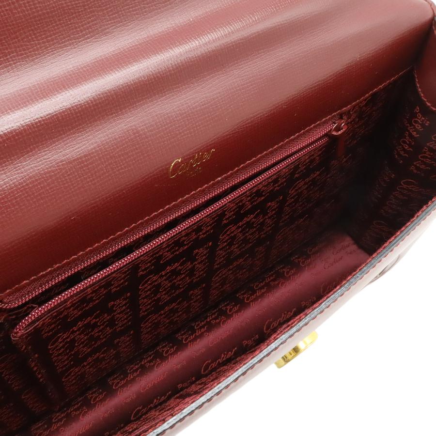 Cartier カルティエ マスト ドゥ カルティエ マストライン セカンドバッグ クラッチバッグ レザー ボルドー 赤 ゴールド金具 | Cartier | 04
