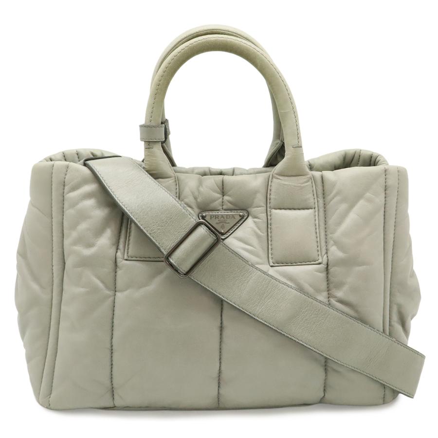 PRADA プラダ ナッパボンバー トートバッグ ハンドバッグ 2WAY ショルダーバッグ ナッパレザー NUBE ライトグレー シルバー金具 BN2653 | PRADA