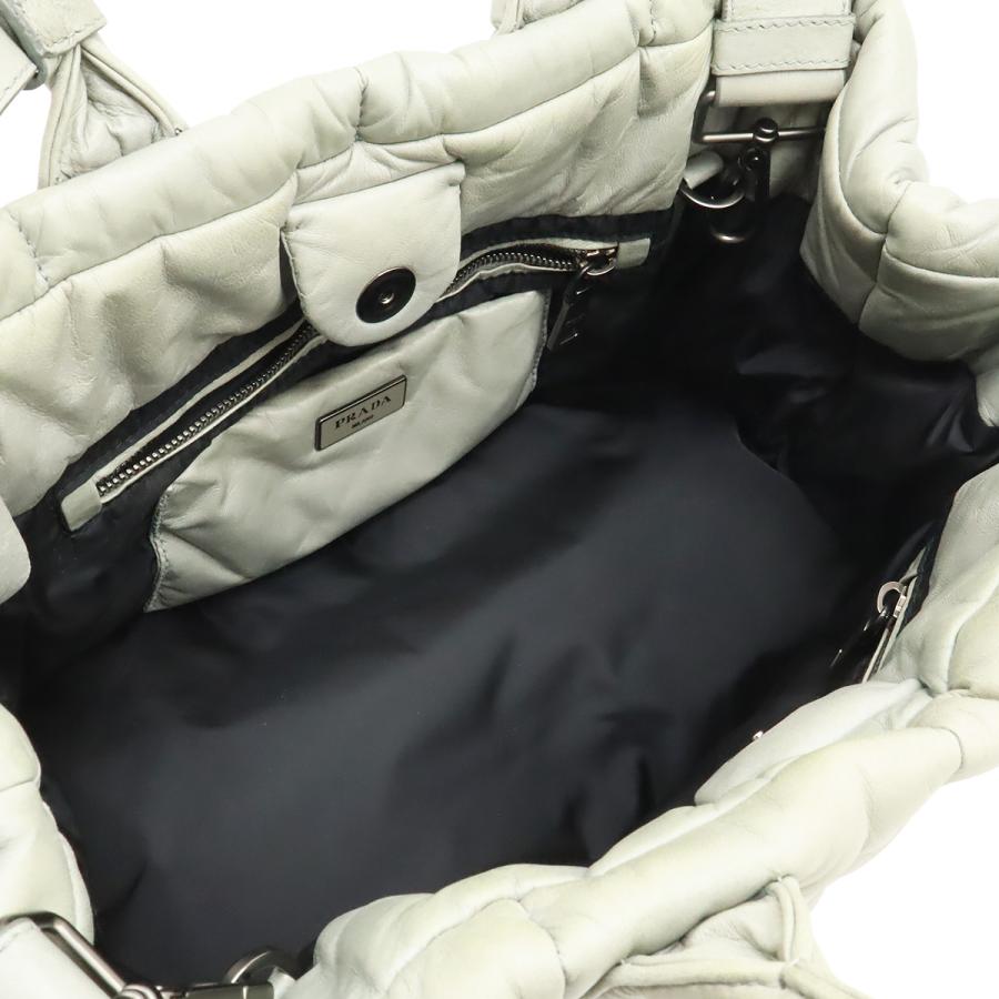 PRADA プラダ ナッパボンバー トートバッグ ハンドバッグ 2WAY ショルダーバッグ ナッパレザー NUBE ライトグレー シルバー金具 BN2653 | PRADA | 04