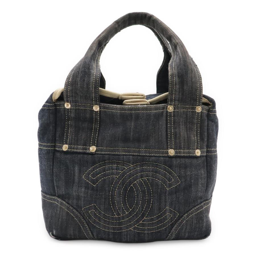 CHANEL シャネル スパークリングデニム ココマーク トートバッグ ハンドバッグ ブルー ゴールド金具 A31985 | CHANEL