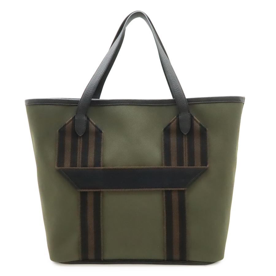 HERMES エルメス PURSANGLE ピュールサングル35 トートバッグ ラージトート ショルダーバッグ キャンバス レザー カーキ ブラック 黒 | HERMES