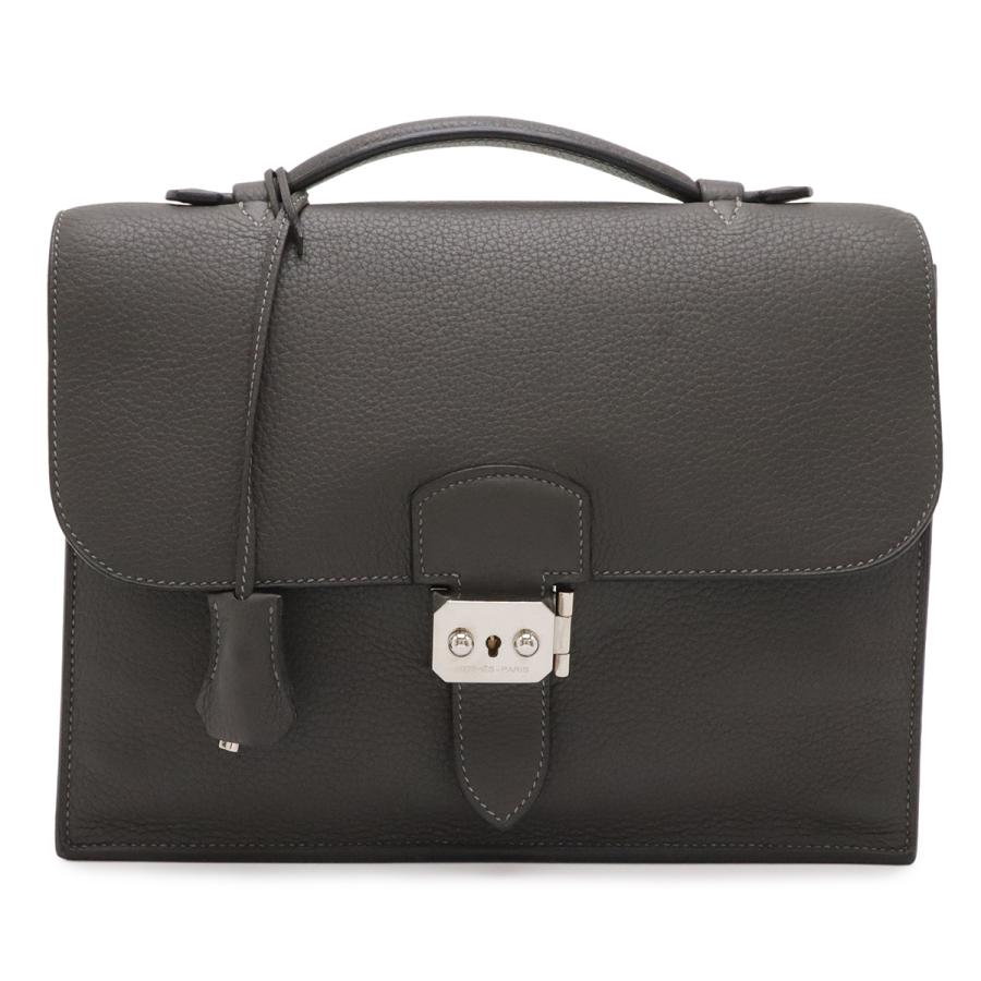 HERMES エルメス サックアデペッシュ27 ビジネスバッグ ブリーフケース セカンドバッグ トゴ レザー グラファイト グレー シルバー金具 | HERMES