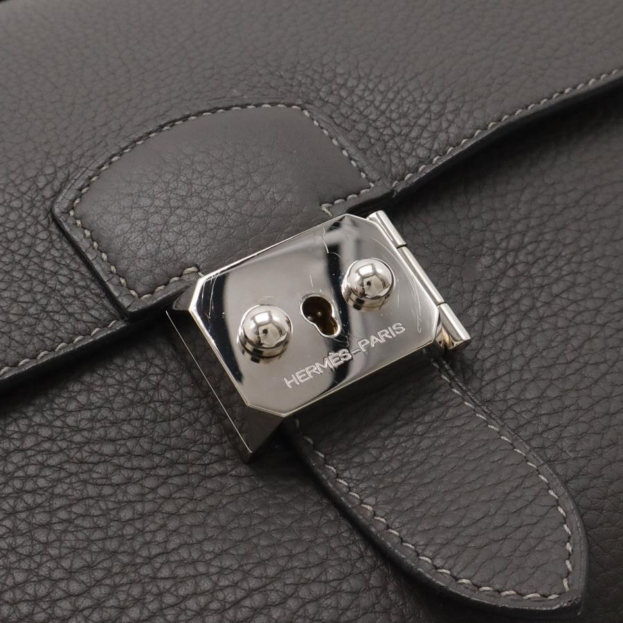 HERMES エルメス サックアデペッシュ27 ビジネスバッグ ブリーフケース セカンドバッグ トゴ レザー グラファイト グレー シルバー金具 | HERMES | 03