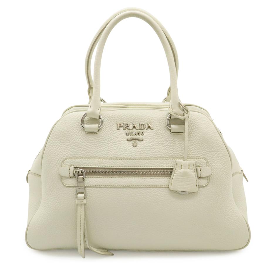 PRADA プラダ VITELLO PHENIX ヴィッテロフェニックス ハンドバッグ レザー ホワイト 白 シルバー金具 ショルダーストラップ欠品 1BB054 | PRADA