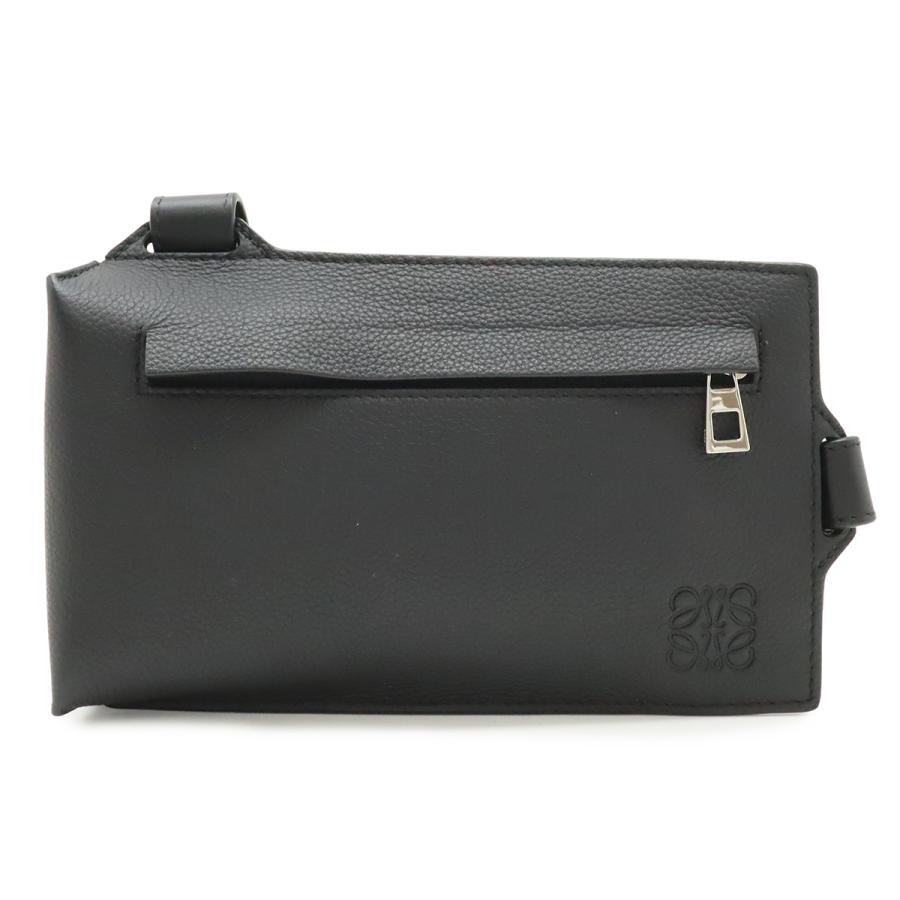 LOEWE ロエベ アナグラム バーティカル Tポケット ボディバッグ ミニバッグ ソフトグレインカーフ レザー ブラック 黒 シルバー金具 | LOEWE
