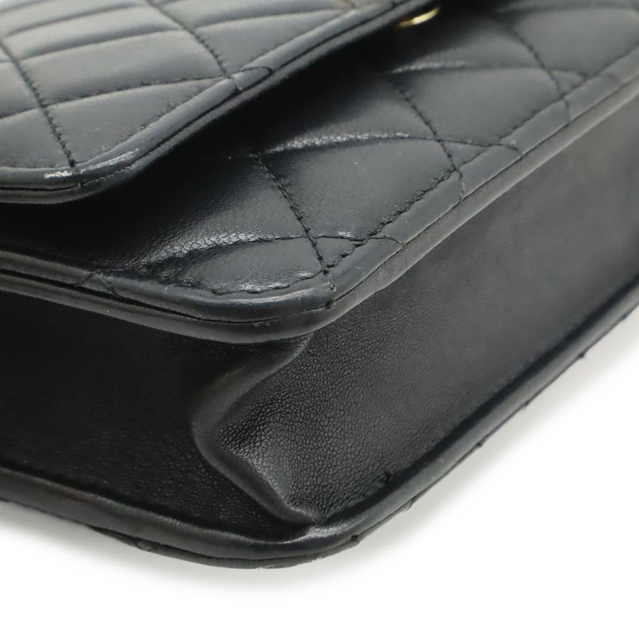 CHANEL シャネル トレンディCC マトラッセ チェーンウォレット 小銭入れ カードケース ラムスキン レザー ブラック 黒 ゴールド金具 | CHANEL | 02