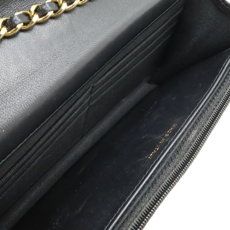 CHANEL シャネル トレンディCC マトラッセ チェーンウォレット 小銭入れ カードケース ラムスキン レザー ブラック 黒 ゴールド金具 | CHANEL | 05