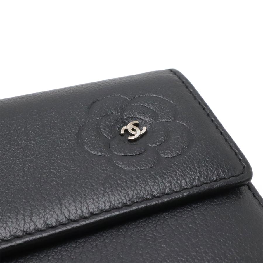 CHANEL シャネル カメリア Wホック ダブルホック 長財布 レザー ブラック 黒 シルバー金具 A46509 | CHANEL | 03