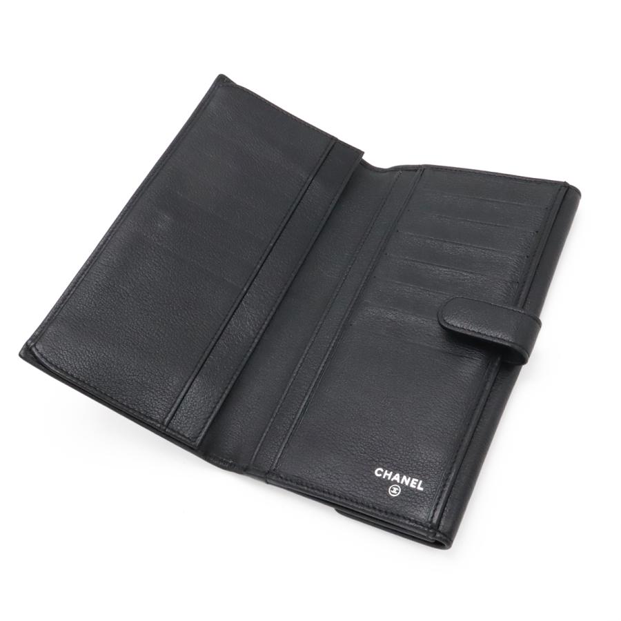 CHANEL シャネル カメリア Wホック ダブルホック 長財布 レザー ブラック 黒 シルバー金具 A46509 | CHANEL | 04