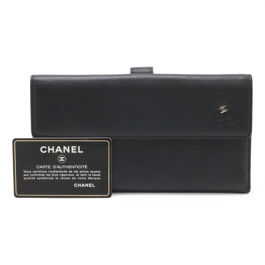CHANEL シャネル カメリア Wホック ダブルホック 長財布 レザー ブラック 黒 シルバー金具 A46509 | CHANEL | 07