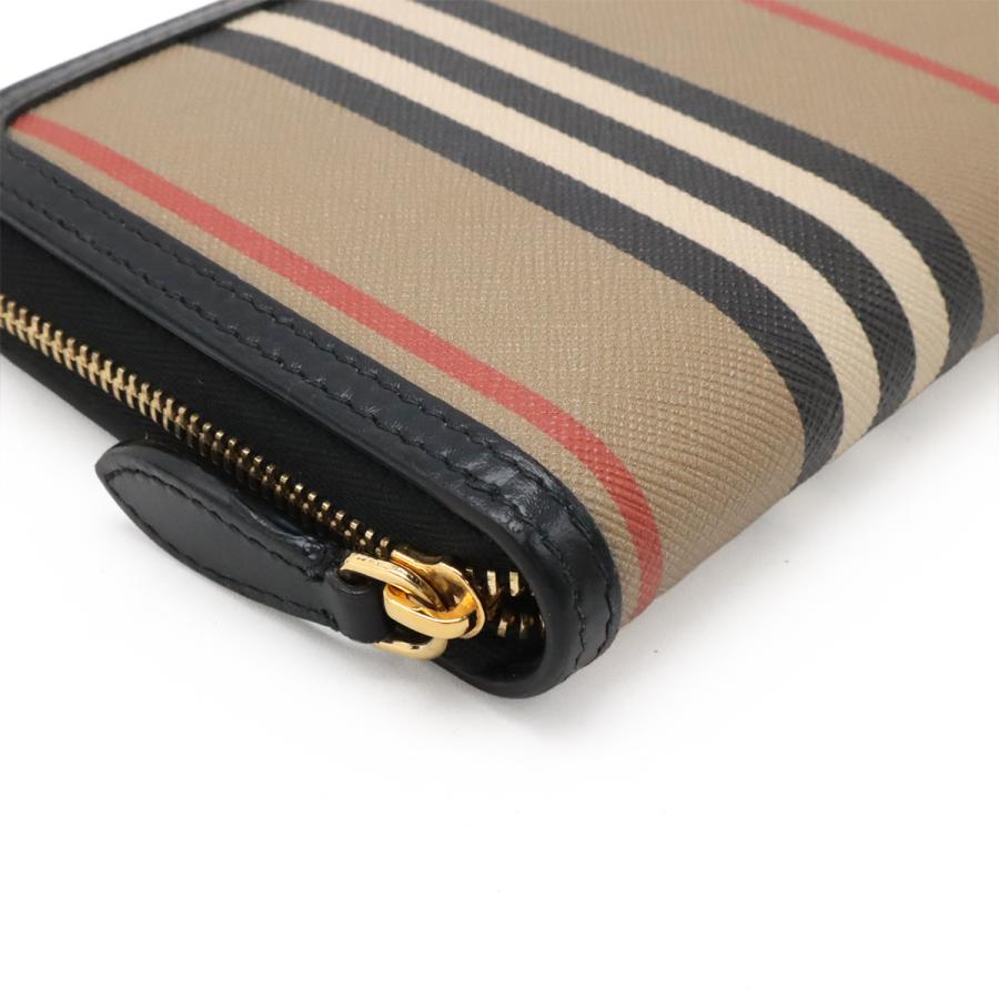 BURBERRY バーバリー エルモア ストライプ ラウンドファスナー 長財布 PVC レザー ベージュ ブラック レッド ゴールド金具 8027427 | BURBERRY | 02