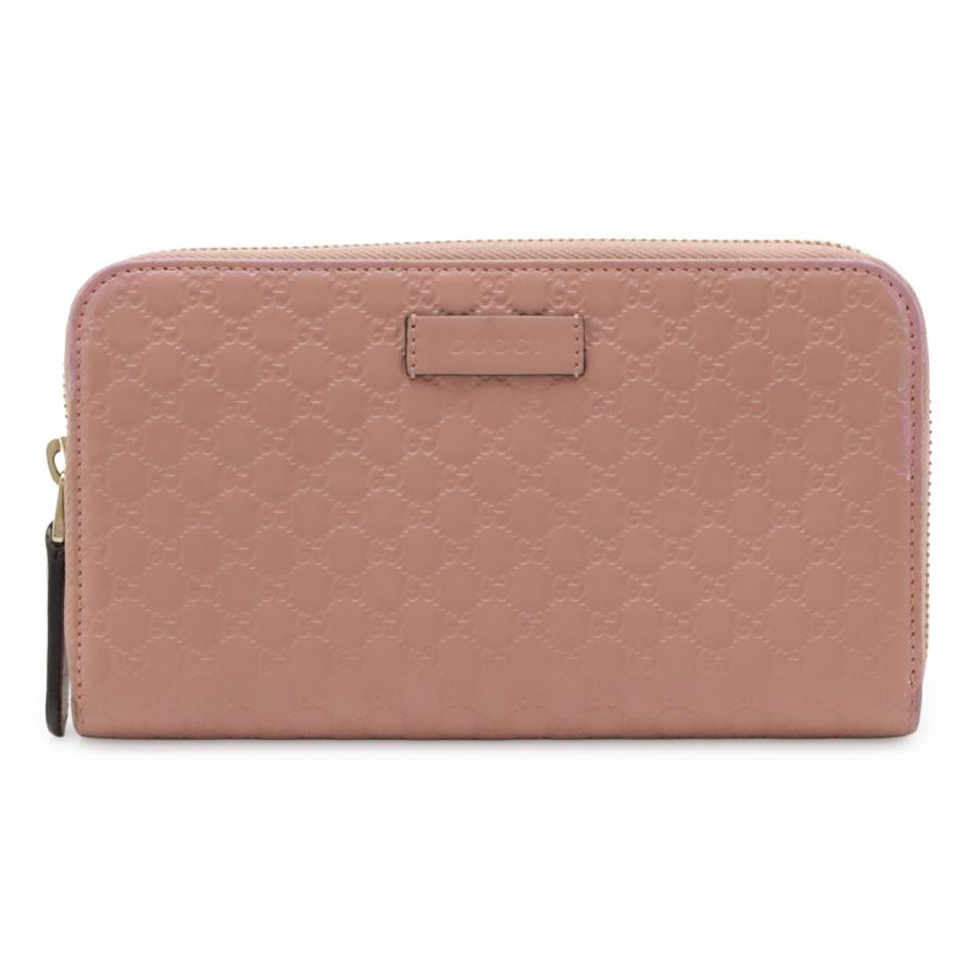 GUCCI グッチ マイクログッチシマ ラウンドファスナー 長財布 レザー ピンク ゴールド金具 アウトレット品 449391 | GUCCI
