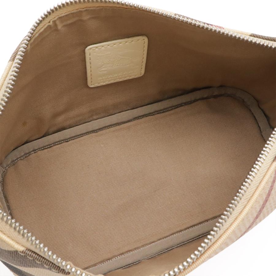 BURBERRY バーバリー ハウスチェック チェック柄 アクセサリーポーチ ハンドバッグ ミニバッグ PVC パテントレザー ベージュ クリーム_4