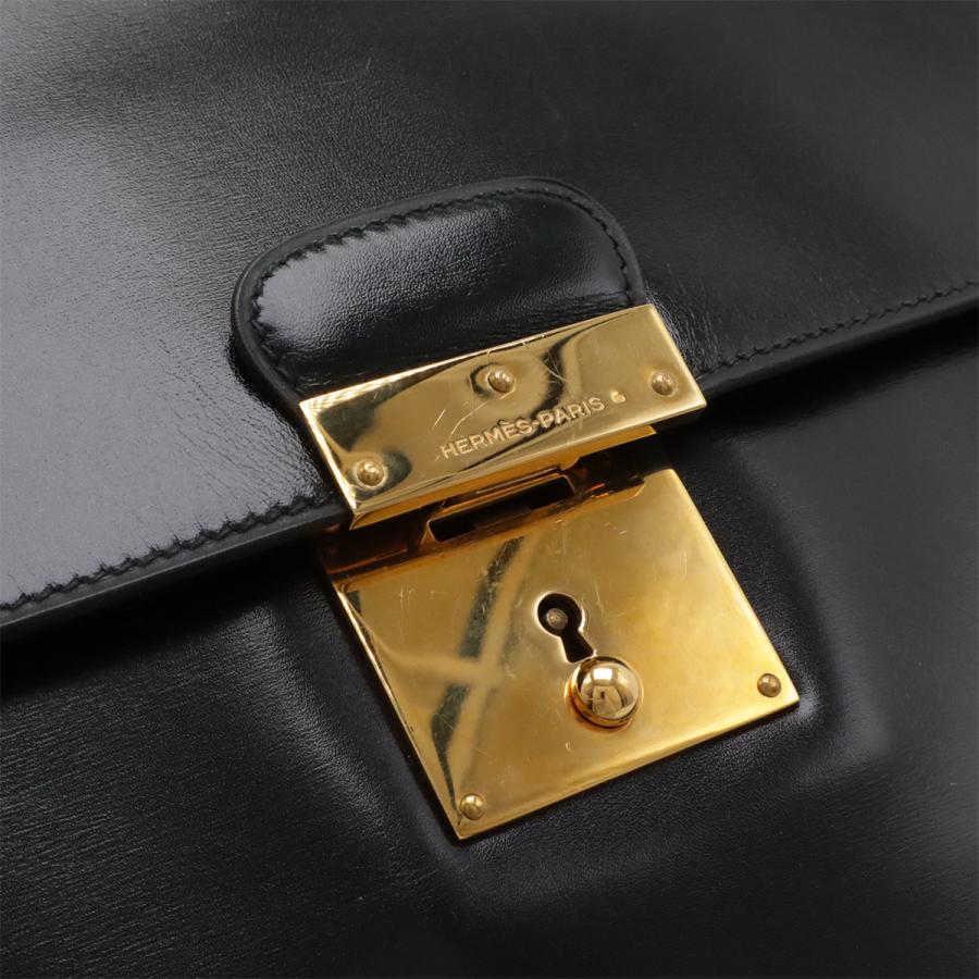 HERMES エルメス キリウス セカンドバッグ クラッチバッグ ビジネスバッグ ボックスカーフ レザー ブラック 黒 ゴールド金具 ○P刻印 | HERMES | 03