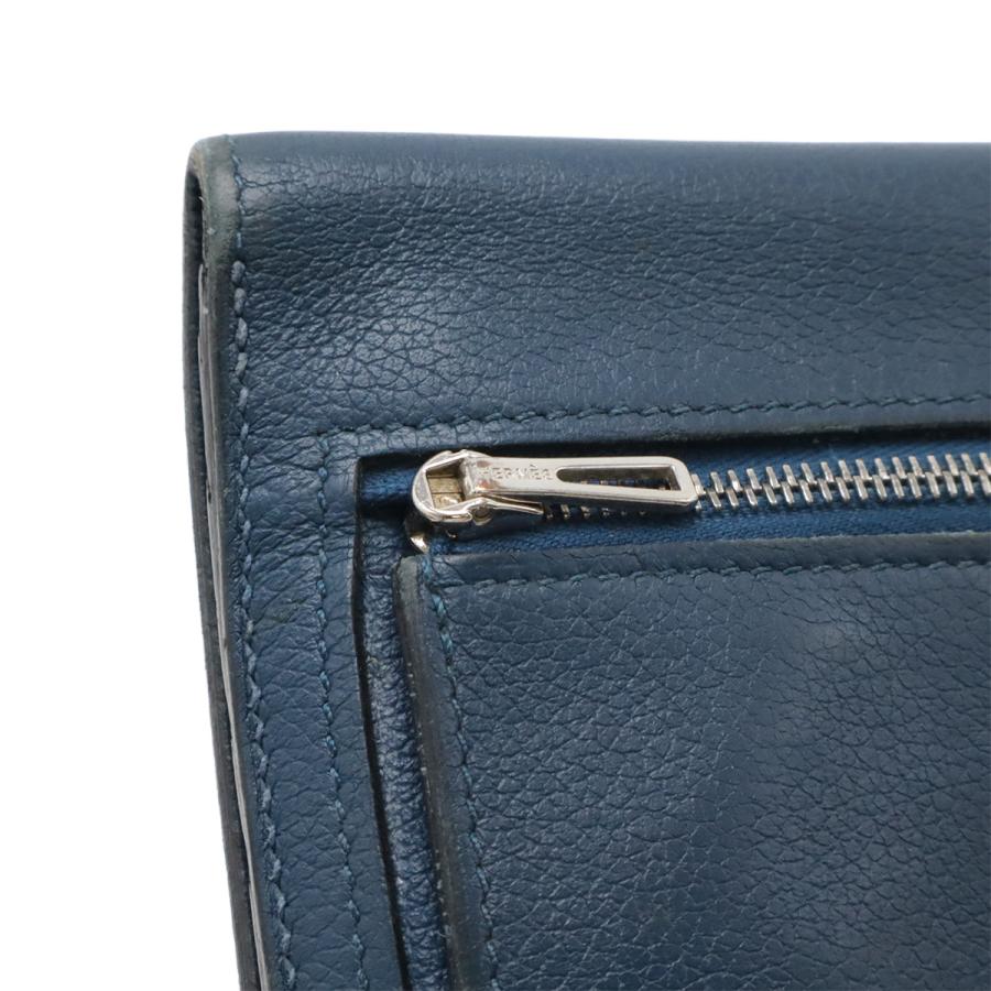 HERMES エルメス ドゴンレクトヴェルソ ドゴンロング 2つ折長財布 二つ折り長財布 レザー ブルー系 シルバー金具 D刻印 | HERMES | 04