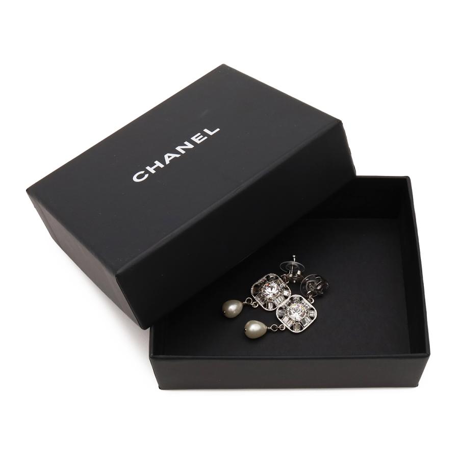 CHANEL シャネル ココマーク ビジュー パールピアス スイングピアス メタル フェイクパール シルバー ホワイト 09P | CHANEL | 06