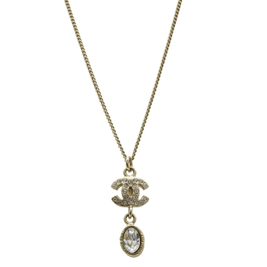 CHANEL シャネル ココマーク ネックレス ペンダント ラインストーン クリスタル GP ゴールド 09A | CHANEL
