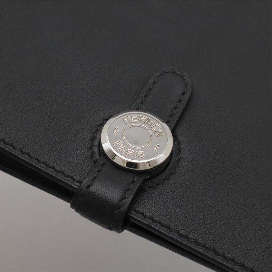 HERMES エルメス ドゴンレクトヴェルソ ドゴンロング 2つ折長財布 二つ折り長財布 ヴォースイフト レザー ブラック 黒 シルバー金具 | HERMES | 04