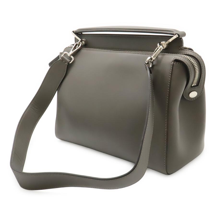 FENDI フェンディ ドットコム 編み込み ハンドバッグ 2WAY ショルダーバッグ セミショルダー レザー グレー シルバー金具 ポーチ付き | FENDI | 01