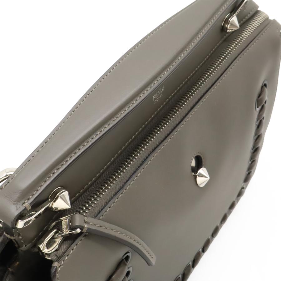 FENDI フェンディ ドットコム 編み込み ハンドバッグ 2WAY ショルダーバッグ セミショルダー レザー グレー シルバー金具 ポーチ付き | FENDI | 03