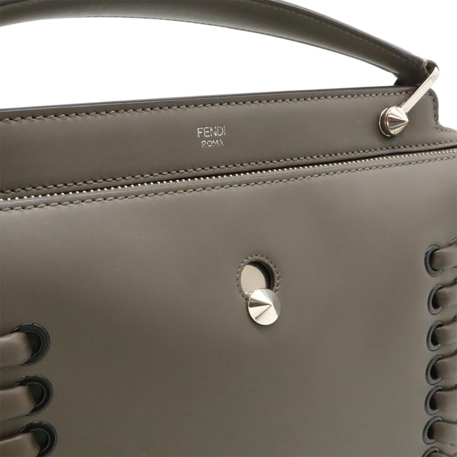 FENDI フェンディ ドットコム 編み込み ハンドバッグ 2WAY ショルダーバッグ セミショルダー レザー グレー シルバー金具 ポーチ付き | FENDI | 06