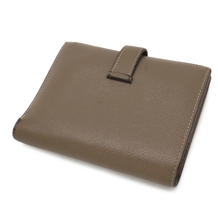 HERMES エルメス ベアンコンパクト 2つ折り財布 二つ折り財布 ヴォーエプソン レザー エトゥープ グレージュ系 ゴールド金具 D刻印 | HERMES | 01