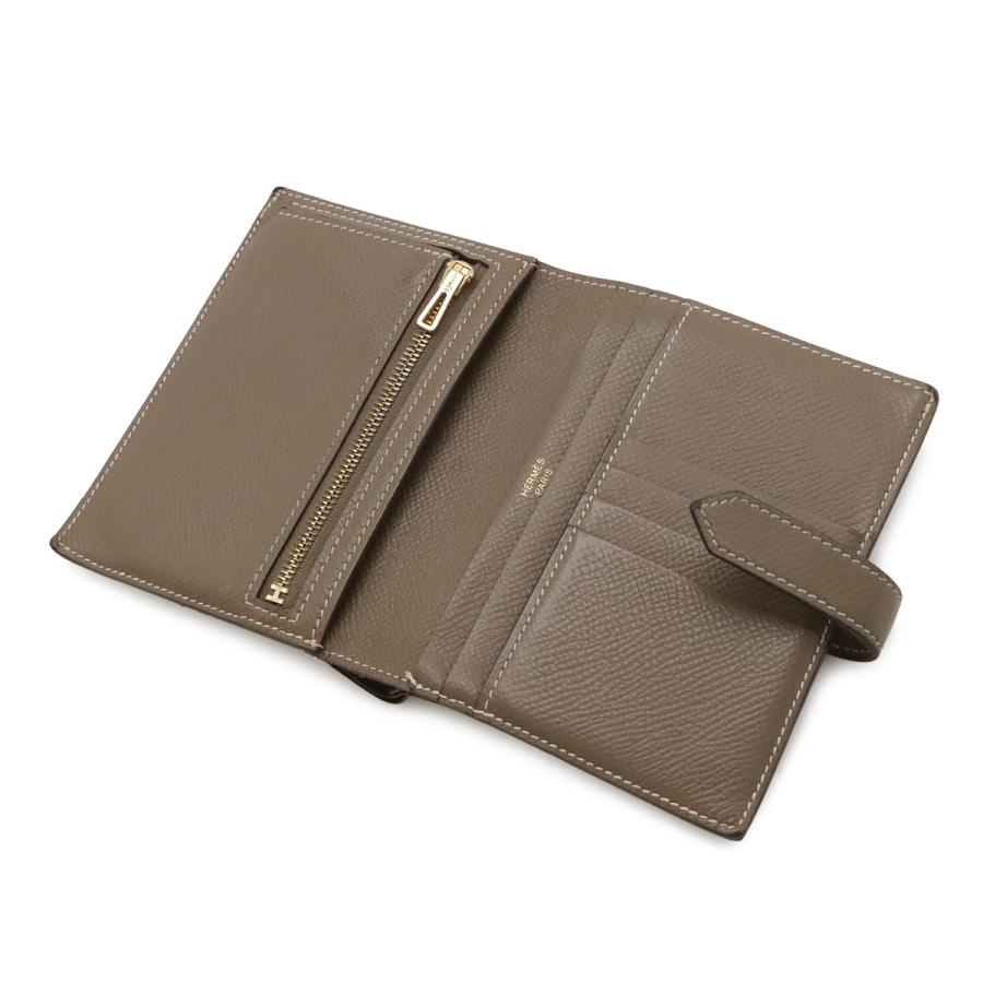 HERMES エルメス ベアンコンパクト 2つ折り財布 二つ折り財布 ヴォーエプソン レザー エトゥープ グレージュ系 ゴールド金具 D刻印 | HERMES | 03
