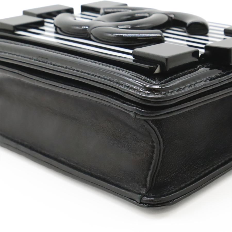 CHANEL シャネル レゴボーイ プラスチック ココマーク ボーダー チェーンショルダーバッグ ポシェット レザー ブラック 黒 ホワイト | CHANEL | 02