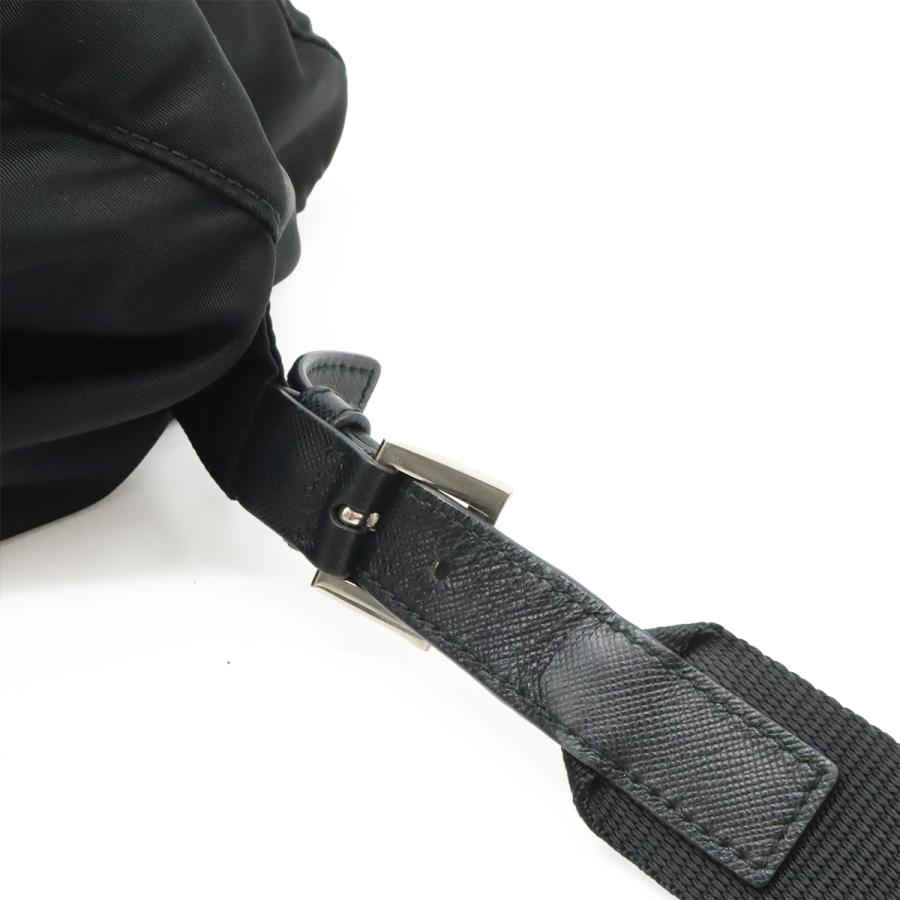 PRADA プラダ トライアングルロゴ バックパック リュックサック デイパック ナイロン レザー NERO 黒 ブラック シルバー金具 1BZ811 | PRADA | 05