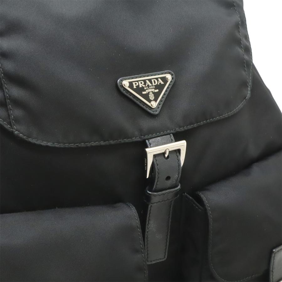PRADA プラダ トライアングルロゴ バックパック リュックサック デイパック ナイロン レザー NERO 黒 ブラック シルバー金具 1BZ811 | PRADA | 07