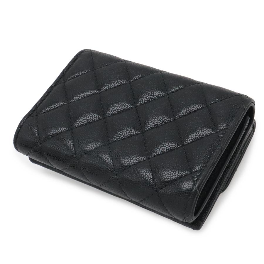 CHANEL シャネル ボーイシャネル マトラッセ ココマーク スモールフラップウォレット 3つ折財布 キャビアスキン ブラック 黒 | CHANEL | 01