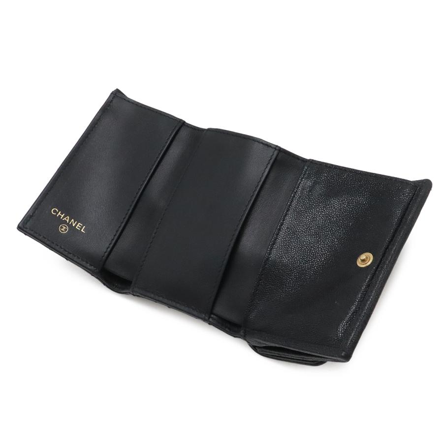 CHANEL シャネル ボーイシャネル マトラッセ ココマーク スモールフラップウォレット 3つ折財布 キャビアスキン ブラック 黒 | CHANEL | 04