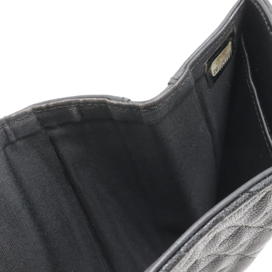 CHANEL シャネル ボーイシャネル マトラッセ ココマーク スモールフラップウォレット 3つ折財布 キャビアスキン ブラック 黒 | CHANEL | 05