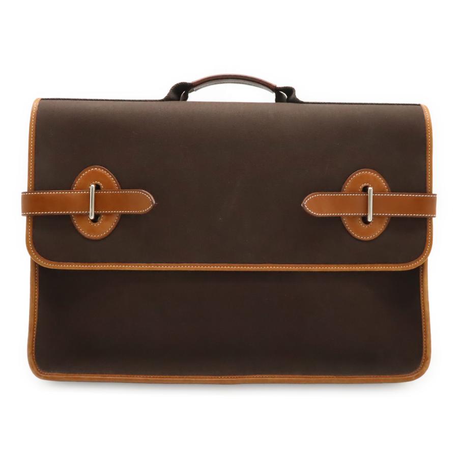 HERMES エルメス ブエナベンチュラMM ビジネスバッグ ブリーフケース 書類カバン ハンドバッグ トワルオフィシエ レザー ブラウン 茶 | HERMES