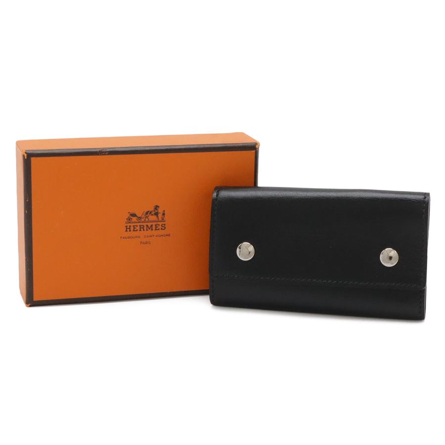HERMES エルメス セリエ エテュイ クレ6 6連キーケース ボックスカーフ BOXカーフ レザー ブラック 黒 シルバー金具 □I刻印 | HERMES | 06