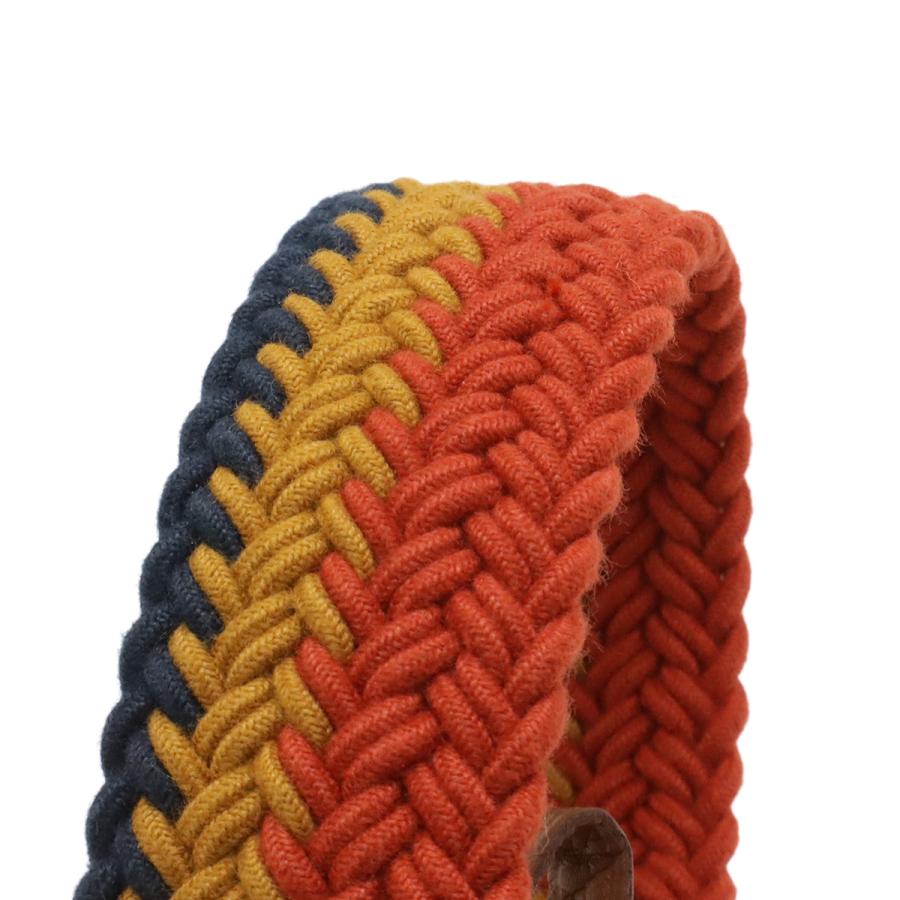 HERMES エルメス ロカバール エトリヴィエール ベルト 編み込み ワックスコットン レザー オレンジ イエロー ネイビー ブラウン #100 | HERMES | 03