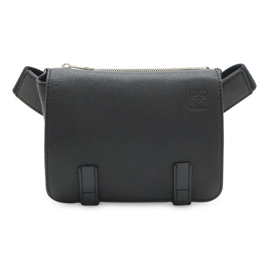 LOEWE ロエベ アナグラム ミリタリー バムバッグ ボディバッグ ショルダーバッグ 斜め掛け レザー ブラック 黒 シルバー金具 317.12AB234 | LOEWE