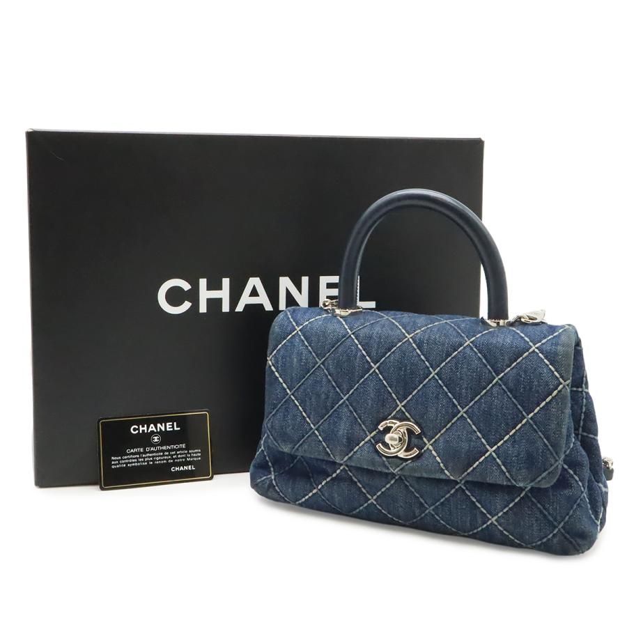CHANEL シャネル ワイルドステッチ トップハンドル フラップバッグ ココハンドルXS ハンドバッグ 2WAY チェーンショルダー デニム ブルー | CHANEL | 08
