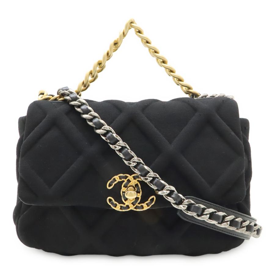 CHANEL シャネル シャネル19 マトラッセ ココマーク チェーンバッグ コットンジャージー ブラック 黒 ゴールド金具 シルバー金具 AS1160 | CHANEL
