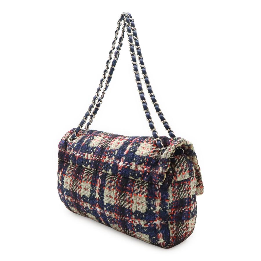 CHANEL シャネル ツイードプリント ココマーク チェーンショルダー ショルダーバッグ ナイロン ネイビー 紺  シルバー金具 ポーチ欠品 | CHANEL | 01