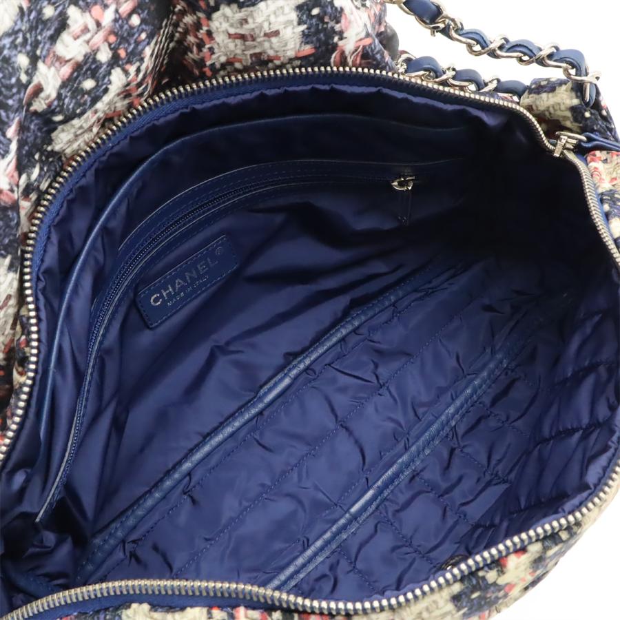 CHANEL シャネル ツイードプリント ココマーク チェーンショルダー ショルダーバッグ ナイロン ネイビー 紺  シルバー金具 ポーチ欠品 | CHANEL | 06