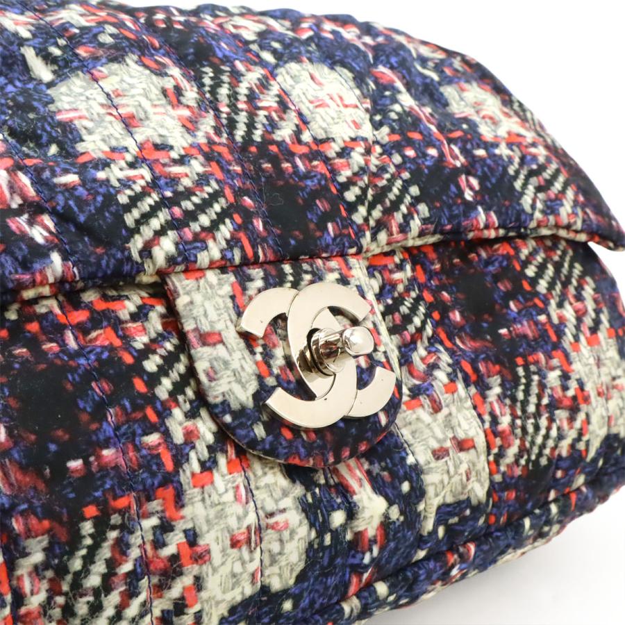 CHANEL シャネル ツイードプリント ココマーク チェーンショルダー ショルダーバッグ ナイロン ネイビー 紺  シルバー金具 ポーチ欠品 | CHANEL | 07